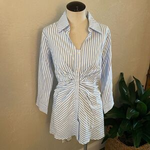 NWT Attitudes By Renee Striped Button Down Shirt Sz Small